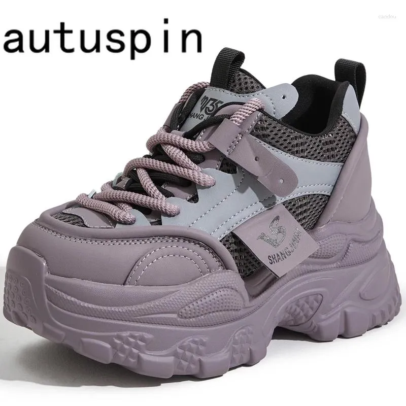 Повседневная обувь Autuspin Summer Woman Sneakers Platform Платформа коренастая спортивная улица 2024 Тенденция Комфортная женская сетчатая сетчатая кроссовки женщины