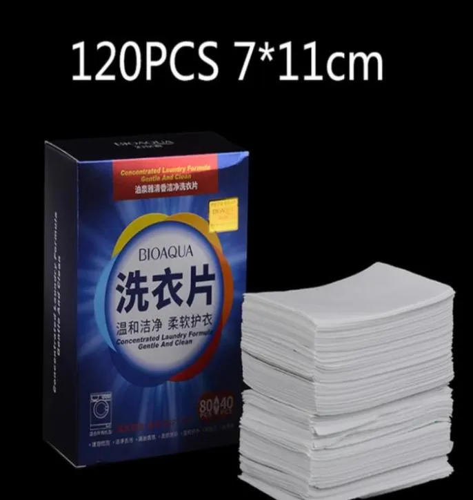 120pcs eficiente nova folha de lavanderia folha de lavagem de lavar pó de lavagem de pó de pó de lavador de limpeza Tablet7287980