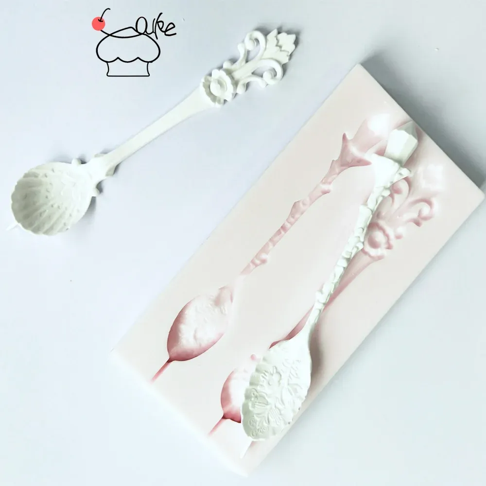 カビアウークの美容スプーンシェイプシリコン型キッチンDIYケーキベーキングツールチョコレート型ソフト陶器粘土プラスター装飾型