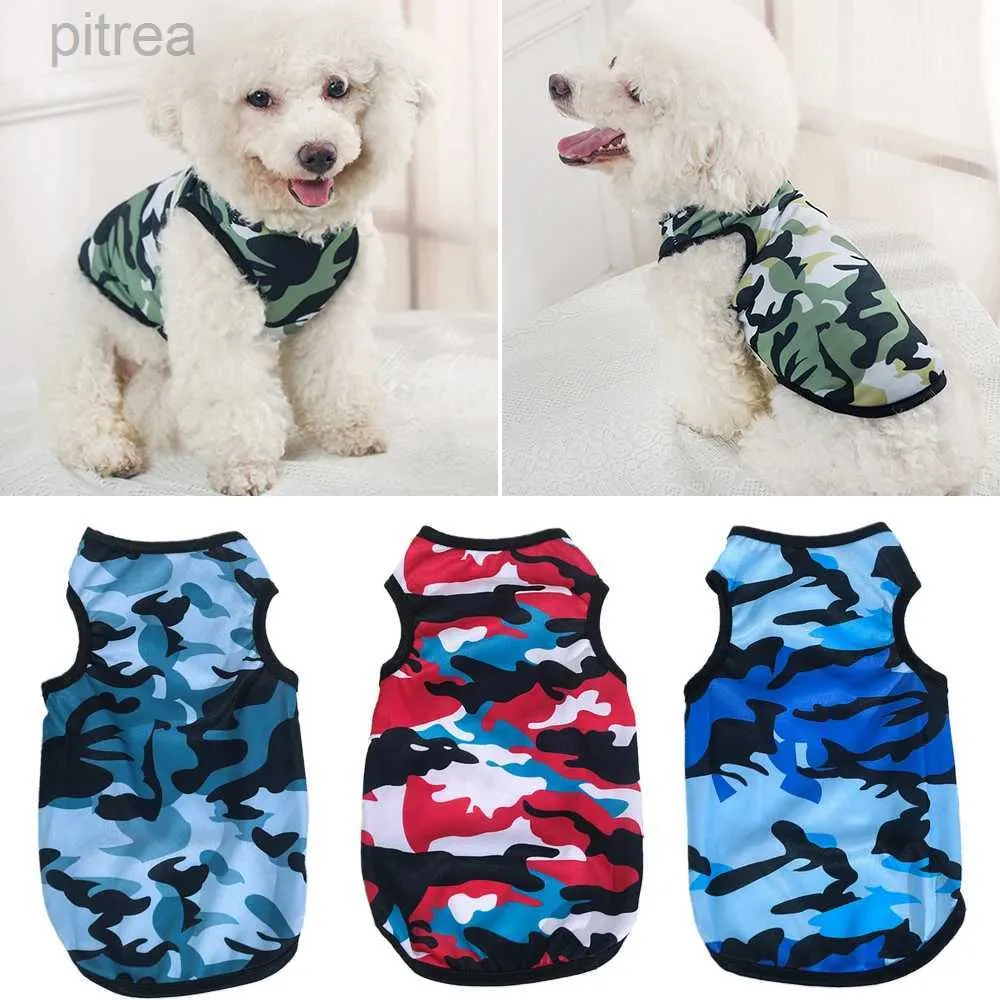 Appareils pour chiens Summer Suncreen Camouflage PETS VIET PUPPY T-shirt respirant pour les petits chiens chats mignons vêtements de mode fournit des animaux de compagnie XS-2xl D240426