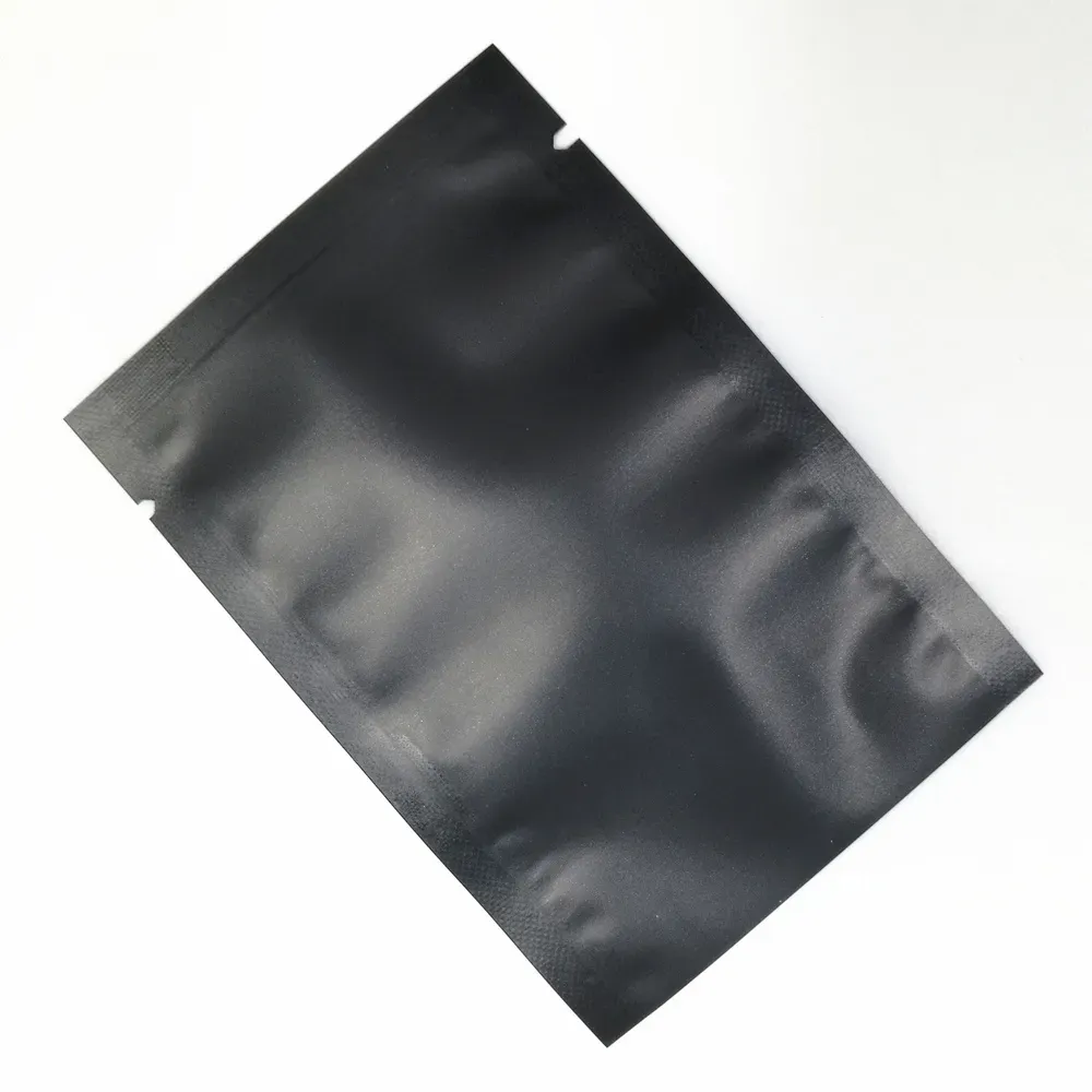 7x10 cm Matte Black Open Top Aluminum Foil Vacuum Heat Seal Packing Bags Vacuum Mylar Foil Food Valve Heat Seal Pouch for Dried Nuts