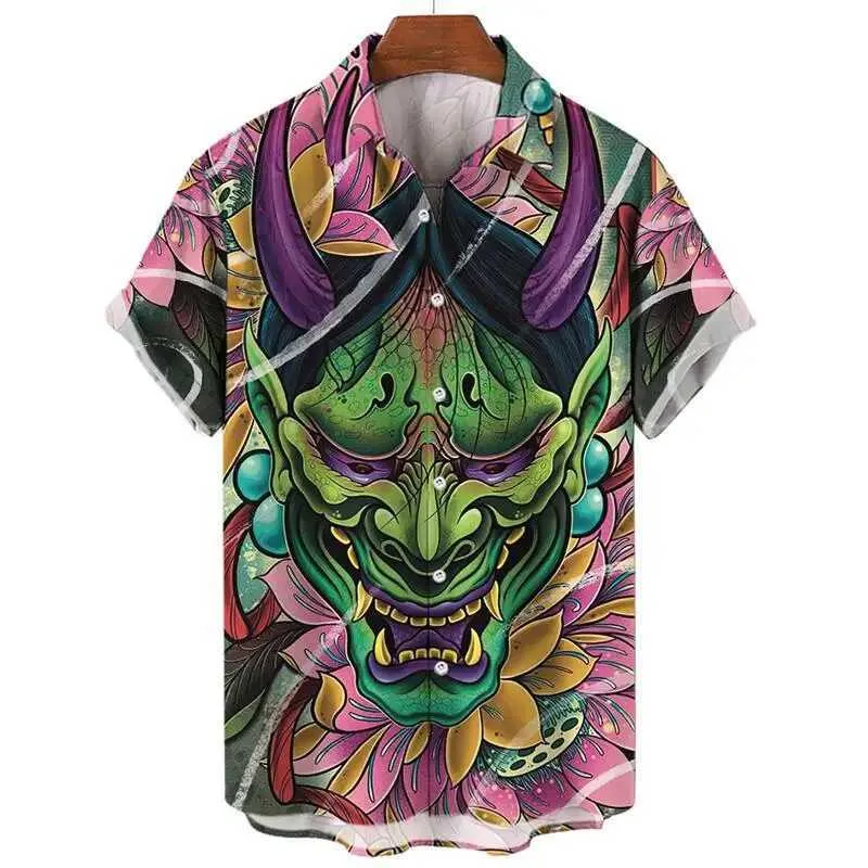 Camisas casuais masculinas tendências da moda Harajuku Casual Manga curta Casual Social Vintage Hawaiian Shirt Dragon Gifts Holiday Beach Y2K Cartoon Roupas 240424