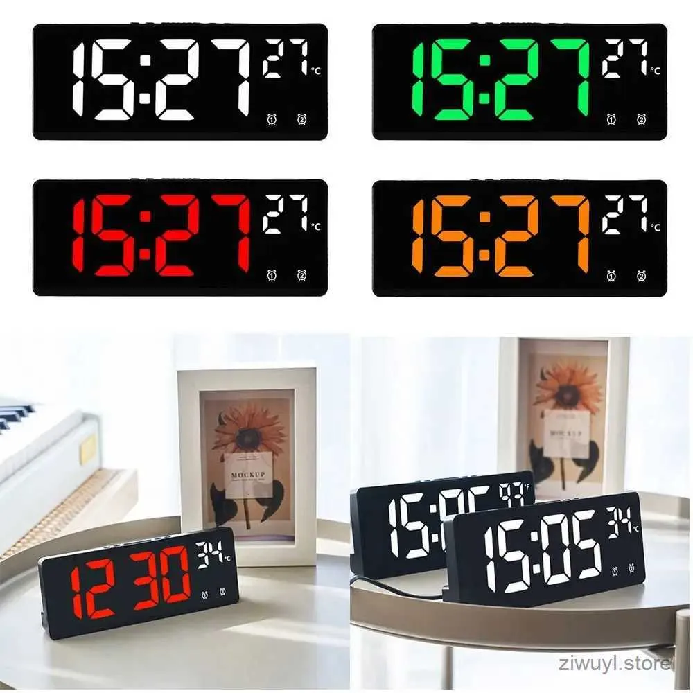 Desk Table Clocks LED Digital Alarm Clock with Nightlight Large Number Electronic Clock Backlight Temperature Calendar Bedside Table Home Decor