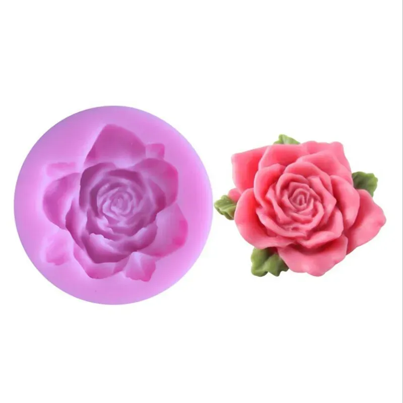 Mögel 1pc hantverk muffin blom 3d rose blommor fondant silikon mögel mögel bakning kakakakor form gelé godis choklad tvål socker