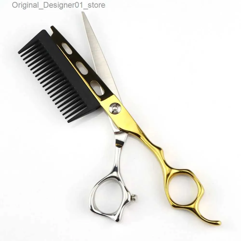 Ciseaux de cheveux Nouveaux professionnels JP440C en acier 6 pouces Gold 2-en-1 Clip de cheveux avec coiffeur de coiffeur de peigne Q240426