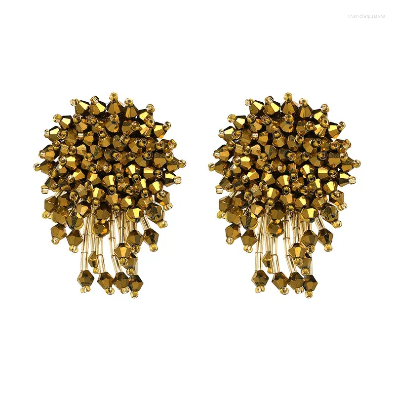 Boucles d'oreilles Stud Rice Perle Hand Woven Hyperbole Bouquet Oreille GroudS Perbe Simplicité Bohême Géométrie madame