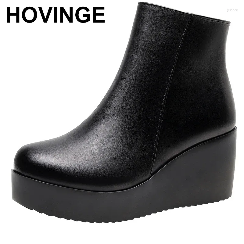 Stivali grandi dimensioni 43 piattaforma femminile zeppe nere autunno caviglia inverno per donne tacchi alti ladies cuoia di scarpe con cerniera