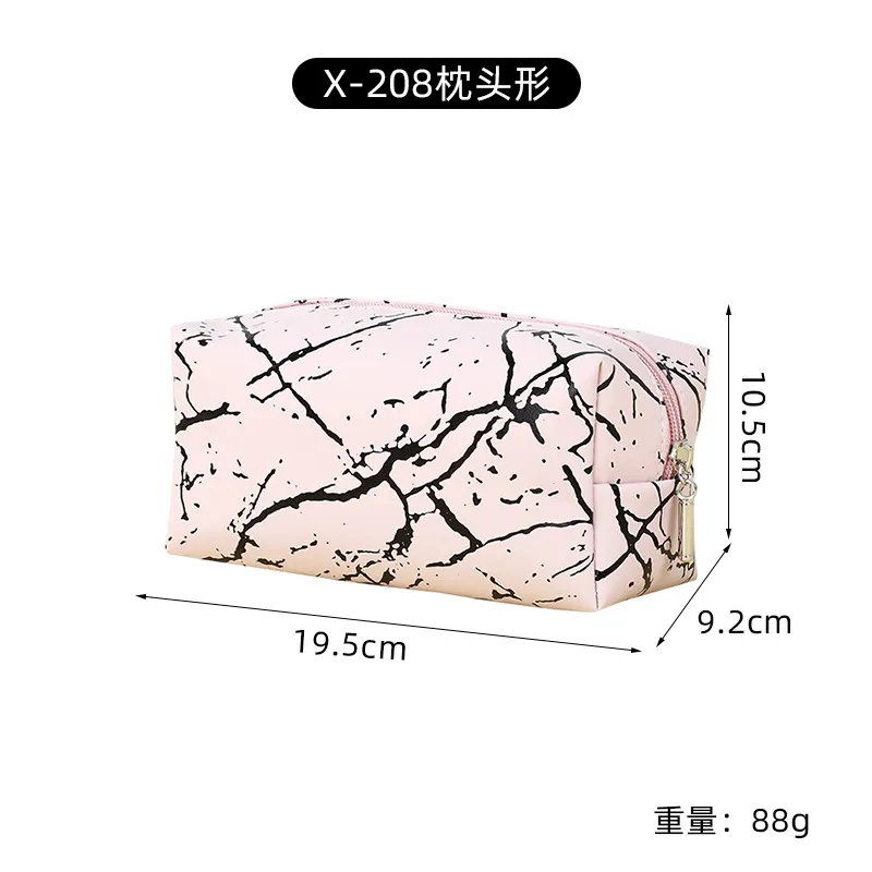 Korean Style Art Splash Cosmetic Bag Large Capacity Light Pink Portable Travel Toiletry Storage Bag Pu Waterproof Cosmetic Bag