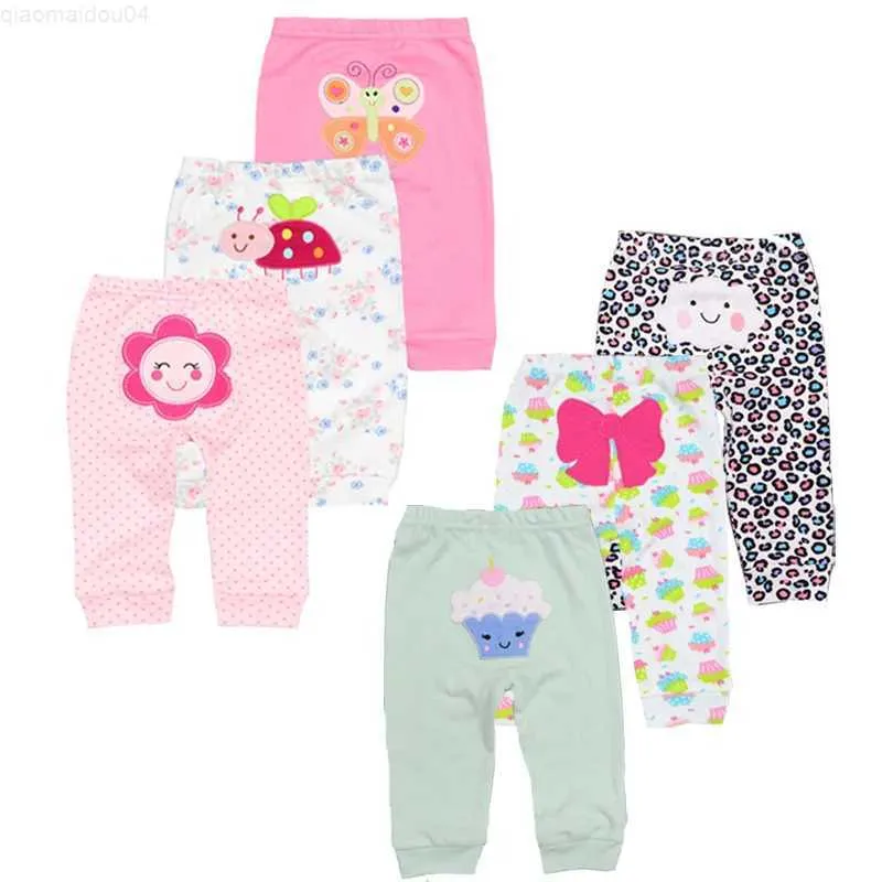 Trousers New 3 pieces/batch 2023 cotton baby clothing harem baby pants baby girls wearing waist 3 to 24 months old unisex baby legs for newbornsL2404