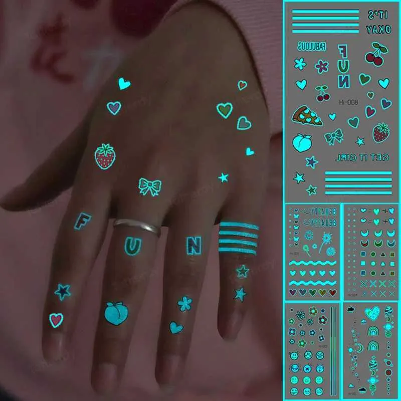 Tatuaż Transfer niebieski świetlisty glow tatuaż naklejka konstelacja Wodoodporna tymczasowa Tatoo mały palec nadgarstek Fałszywe tatua