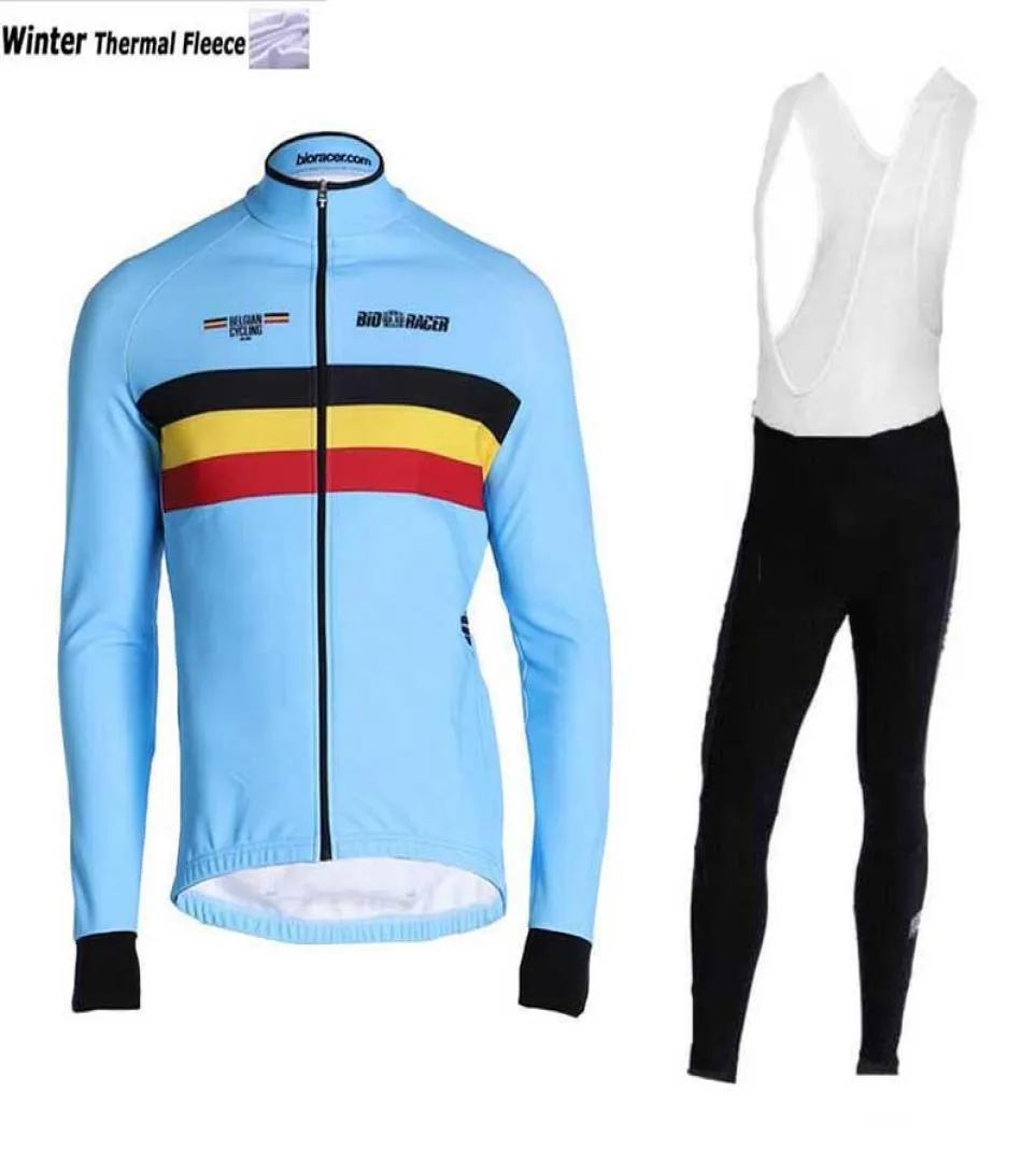 2019 Belgisch België Thermal Fleece Cycling Jersey Lange mouw en fietsen Bib broek Cyclingkits Strap Ciclismo Bicicletas B191125897354