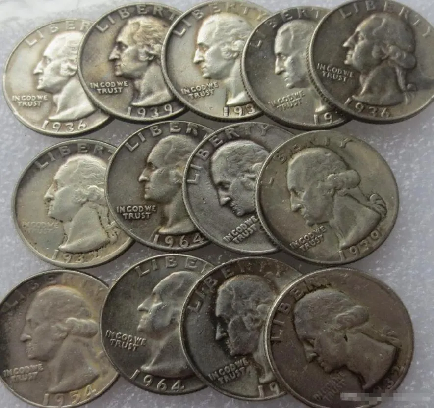 10pcs US Coins Arts and Crafts Un ensemble de 19321964PSD Washington Quarter Dollar Copie décorer Coin Commémorative Coinberty 9529082