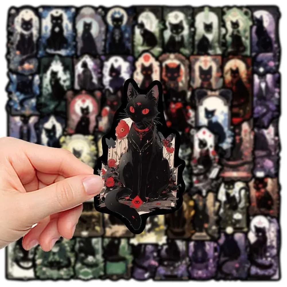Transfert de tatouage 10 / Dark Gothic Black Cat Stickers Aesthetic Tarot Goth Decal