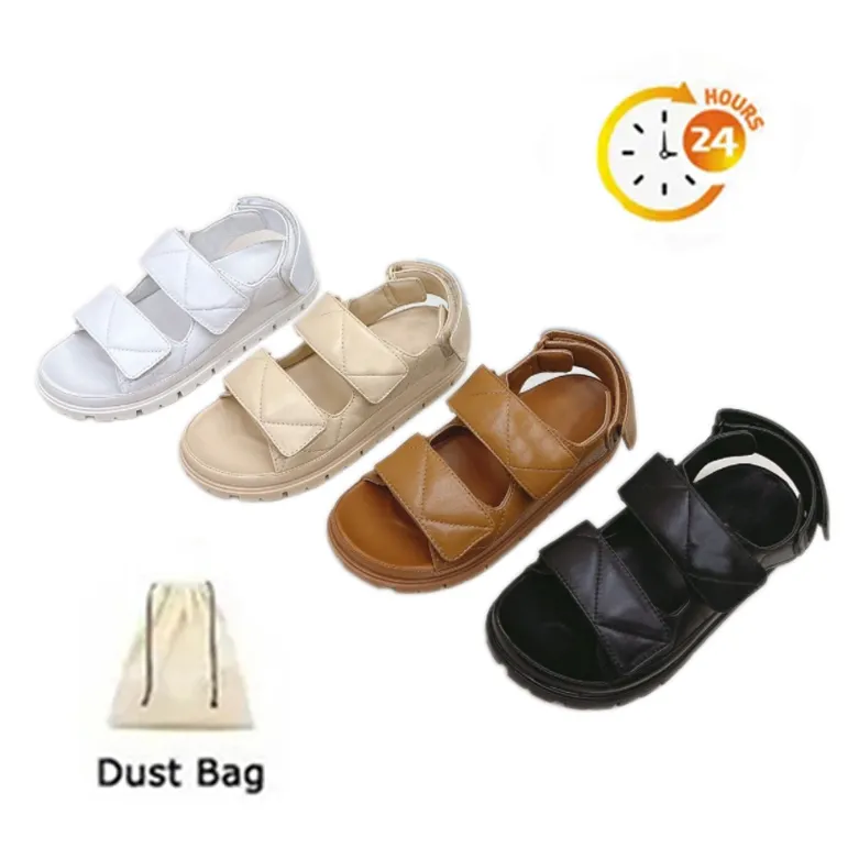 Damesontwerper Sandalen Velscro platte bodem slippers rubberen zool anti slip sandalen modieuze casual sandalen dik opgeloste strandschoenen waterdichte slippers