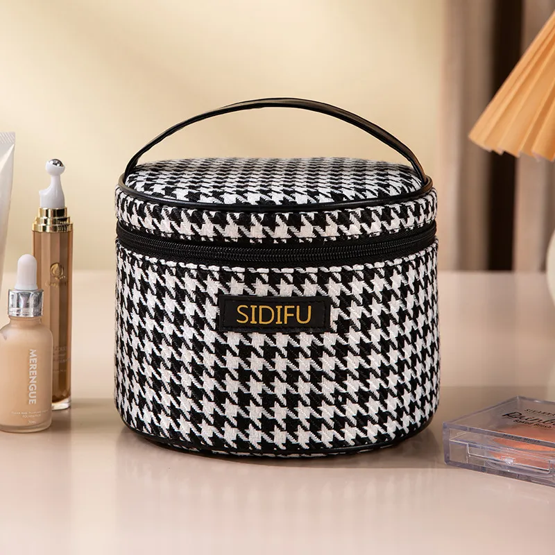 Houndstooth Cosmetic Bag Can Be Hung Toiletry Bag Underwear Socks Storage Bag Travel Portable Handbag Three-piece Set