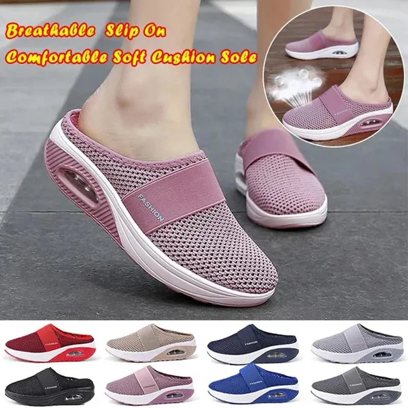 2024 Vintage antislip Casual vrouwen Wedge ademende diabetische slippers zomer sandalen vrouwelijk platform retro schoenen 240415