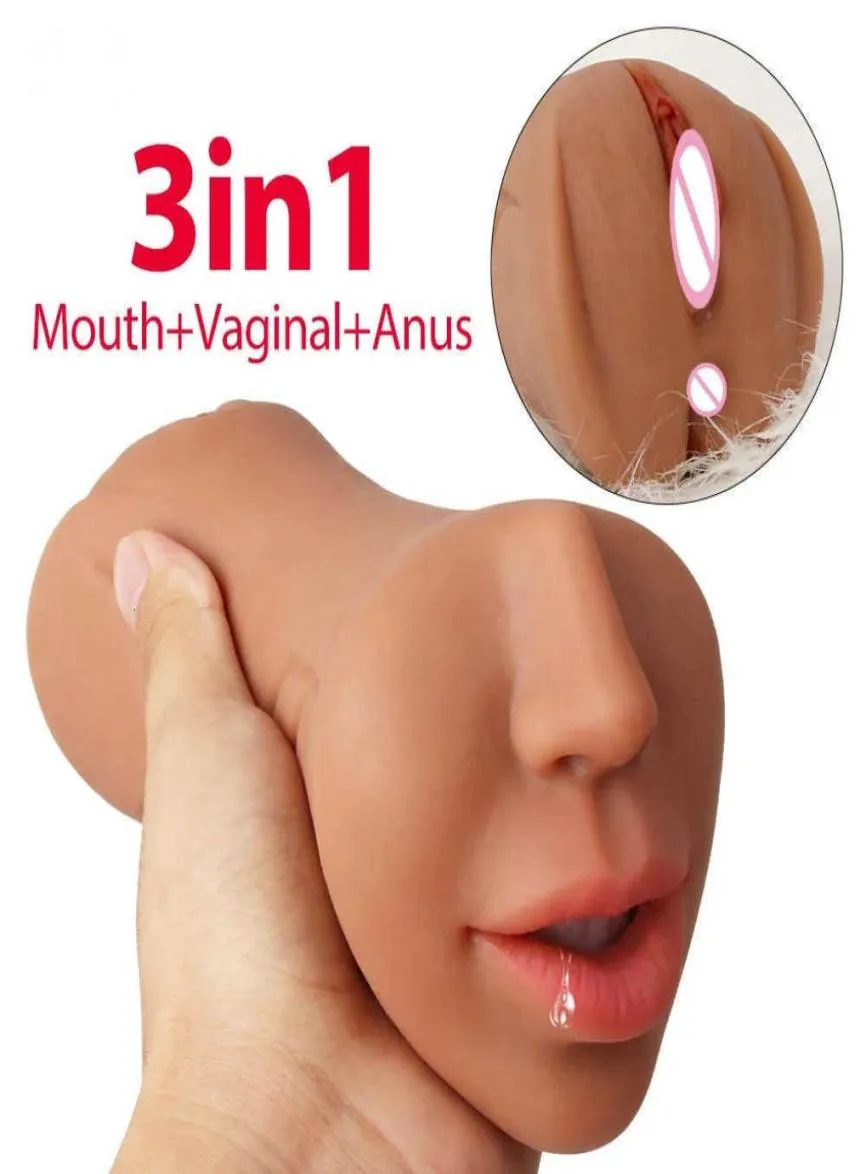 Sex Toy Massager New Oral Male Masturbator Soft Stick Toys For Men Deep Throat Artificial avsugning Realistisk gummi vagina Real Pus6101189