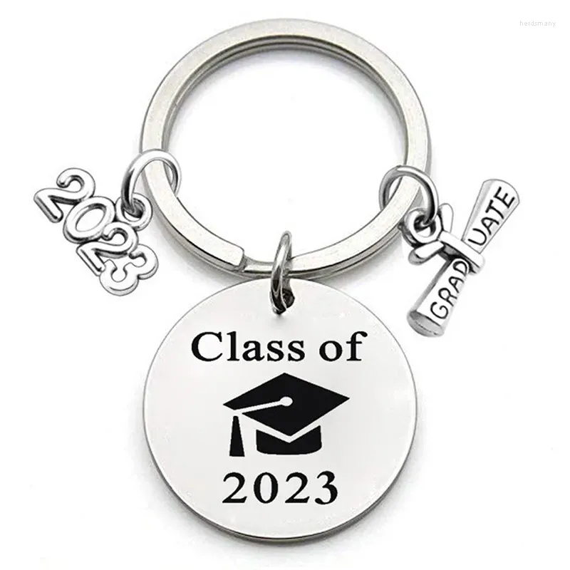 Keychains Stainless Steel Keychain 2024 Graduation Gifts With Scroll Student Graduate Idea Jewelry Pendant Keyring Season