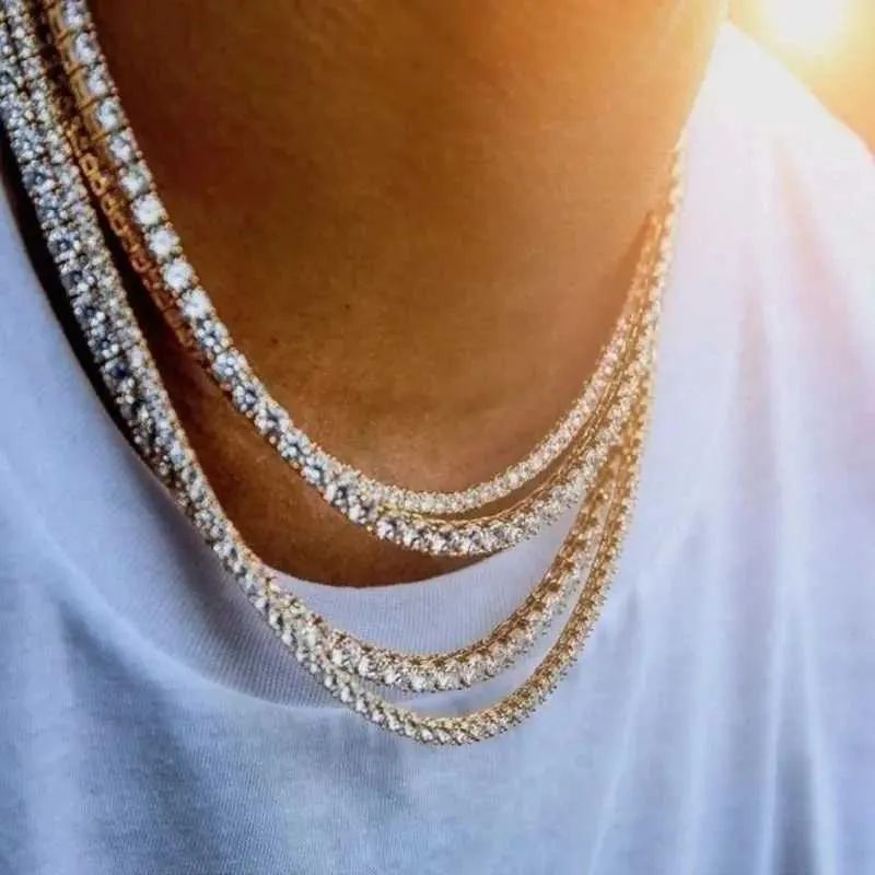 Strands Ice Tennis Chain Mens Short and Fat Necklace Cubic Zircon Miami Cuban Link Chain Jewelry D0LC Ice Tennis Chain Mens Short and Fat Necklace 240424