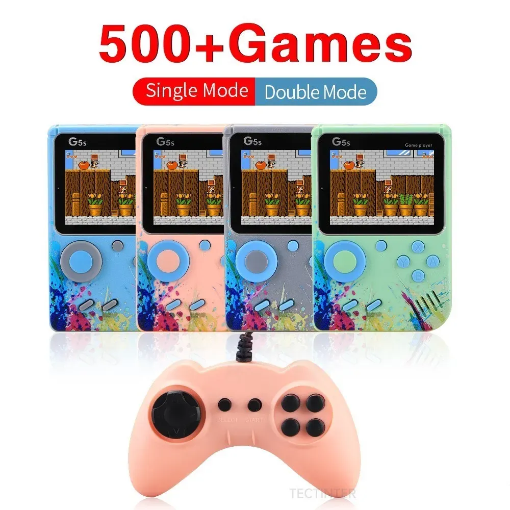 Jogadores Retro Video Game Console Mini portátil Handheld Game Player Buildin 500 Games LCD Screen AV SUPORTE SUPORTE 2 PLAYER GAMEPAD