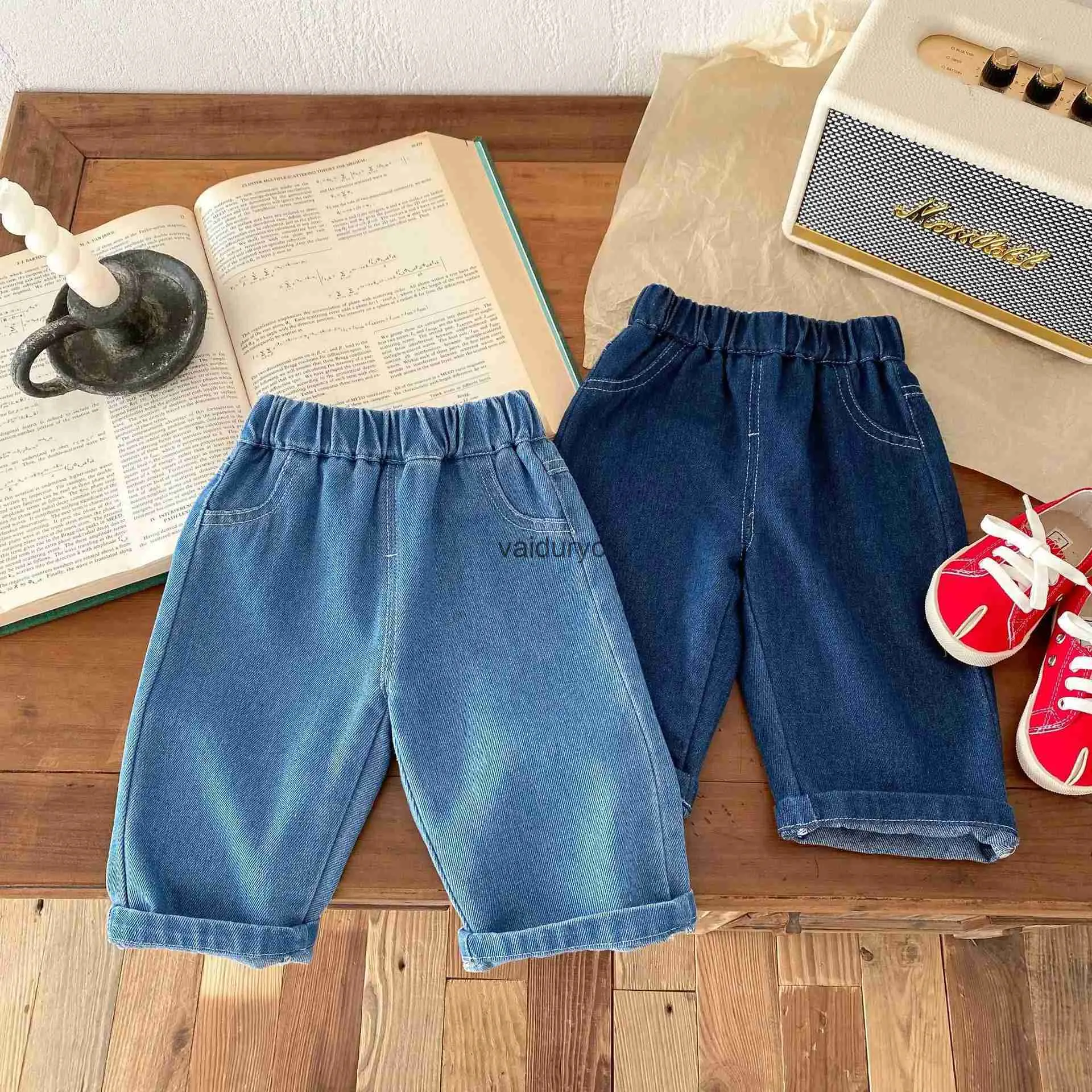 Брюки 0-5y Детские брюки повседневные девочки Краткие джинсовые брюки для мальчиков джинсы H240509