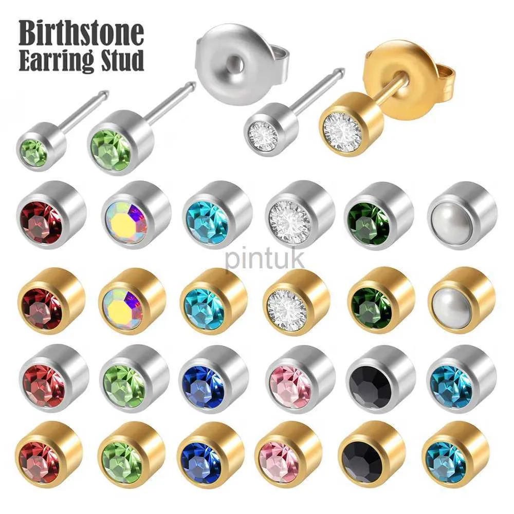 Paire de goujons 24k plaqués en or naissance de naissance CZ Gem Ear Helix Tragus Cartilage Boucles d'oreilles Piercing Professionnel pour la boucle d'oreille bijoux D240426