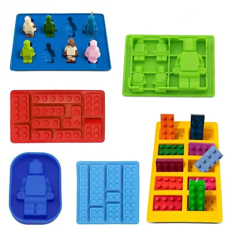 Moules Robot Ice Bricks Cube Tray Moule de silicone Moules de bonbons Moules de chocolat pour enfants Baking Minifigure Building Blocs Thèmes