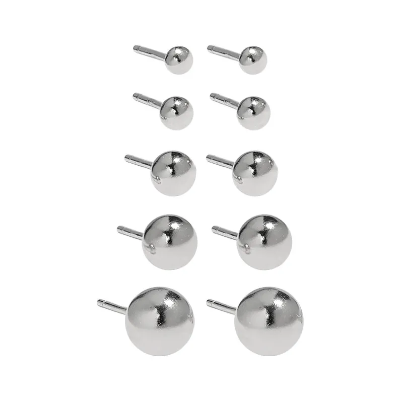 100% 925 Sterling Silver Round Ball Stud -oorbellen voor dames oorpiercing sieraden studs oordingen Brincos fijne sieraden bruiloftsfeestjes geschenken