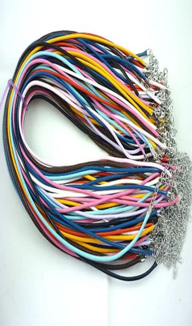 100pcs Mixed Colors DIY Korean Wax Cord Leather Necklace Cord 2mm Jewelry Accessories Findings 3534205