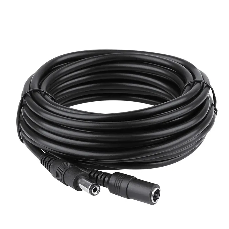 Laddare DC12V Power Extension Cable 2.1*5,5 mm kontakthane till kvinna för CCTV -säkerhetskamera svart färg 16.5fet 5m 10m strömkabel