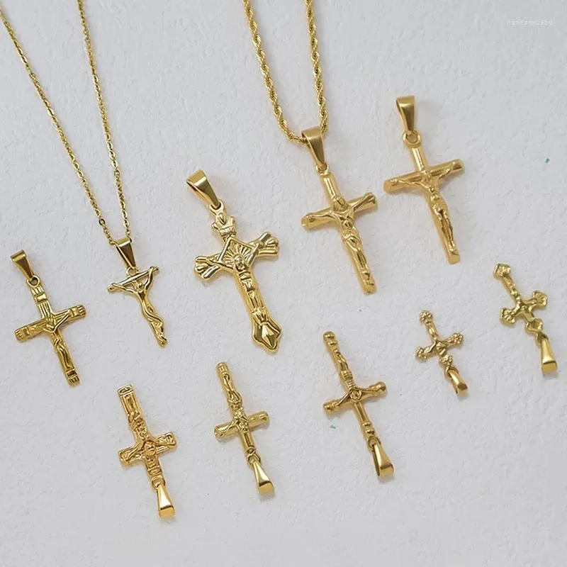 Hänge halsband Modagirl Titanium Jesus på korset för kvinnor och män Christian Religious Charms Halsbandsmycken Tillbehör