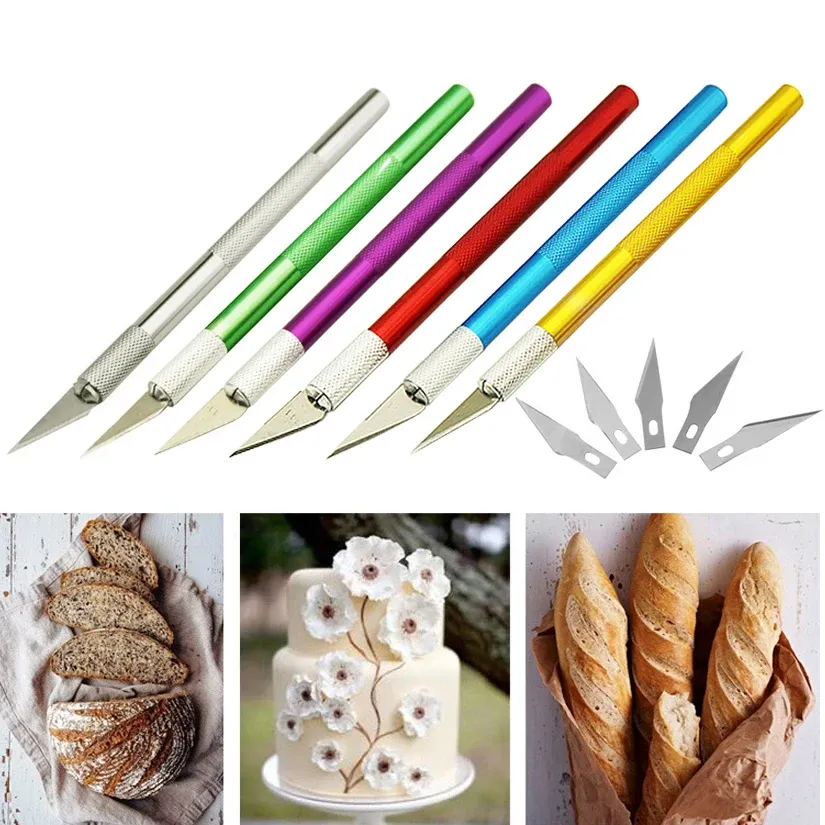 Moulds Sculpting Gum Paste Carving Baking Pastry Tools 6pcs Blades Knife Fruit Fondant Cake Decorating Tools