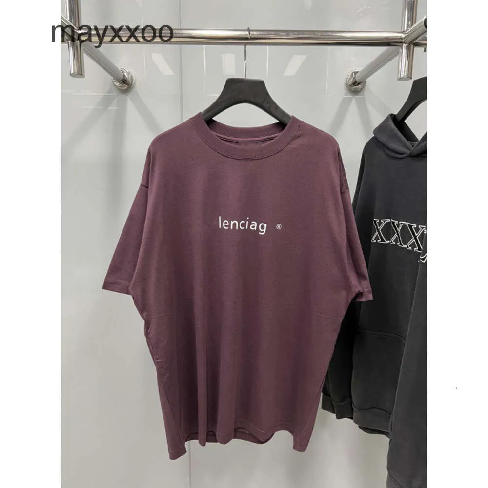 Designer T-shirts Balencgs Hoodies Herrtröjor för män {} Högutgåva Paris B Home R Label Lime English Letter Printing Short Sleeve and Women's Loose T-shirt XM9X