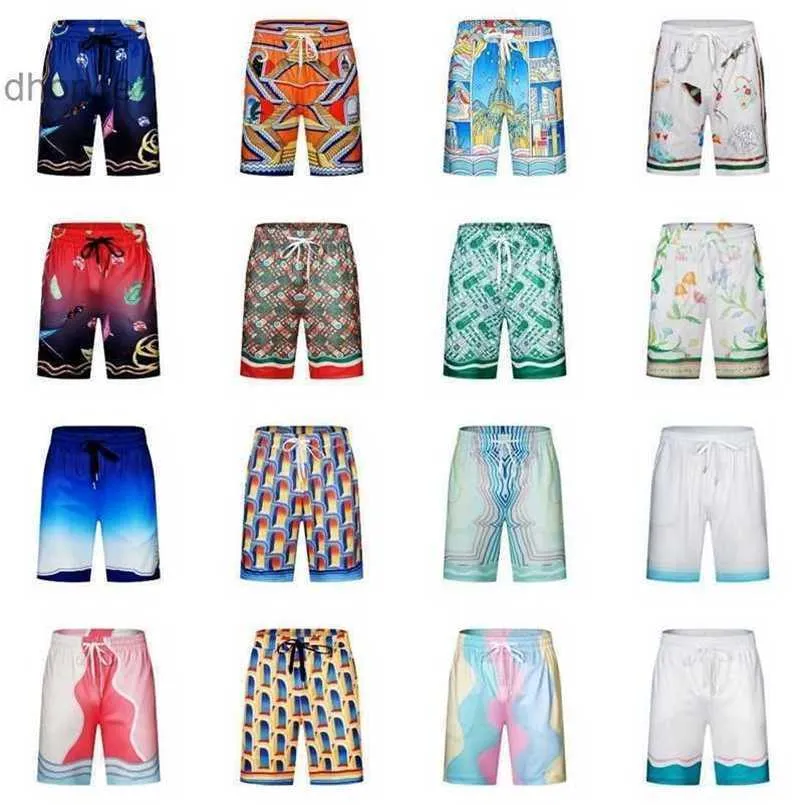 Casablanca tryckta shorts för par Hawaiian Beach Vacation Travel Five Point Floral Pants