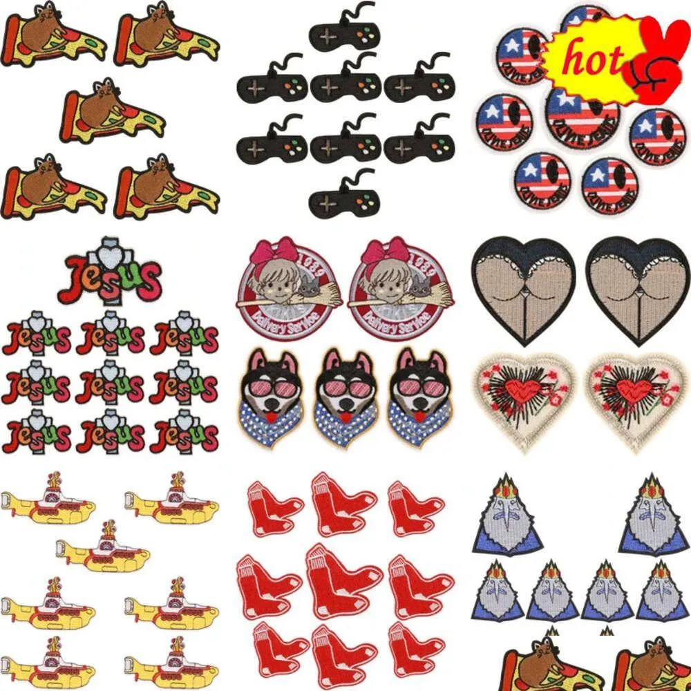 Fabric And Sewing Wholesale 10 Pcs Lot Letter Iron On For Clothes Kids Pack Bk Embroidery Designer Girl Ship Dog Mouse Heart Sew Diy Dhvhi
