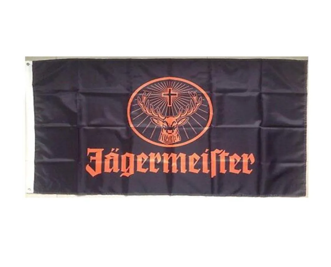 Jagermeister flagga högkvalitativ 3x5 ft vinbanner 90x150cm festivalparti gåva 100d polyester inomhus utomhus tryckta flaggor och ban1867817