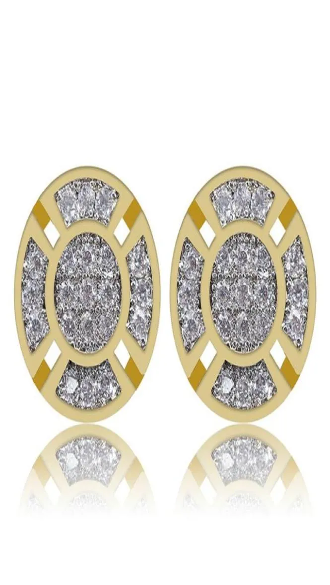 Nieuwe aankomst Heren Cubic Zirkonia Diamantoors Fashion Men Sieraden Hip Hop koper Wit goud gevulde Crystal Stud Earring Sieraden14095520