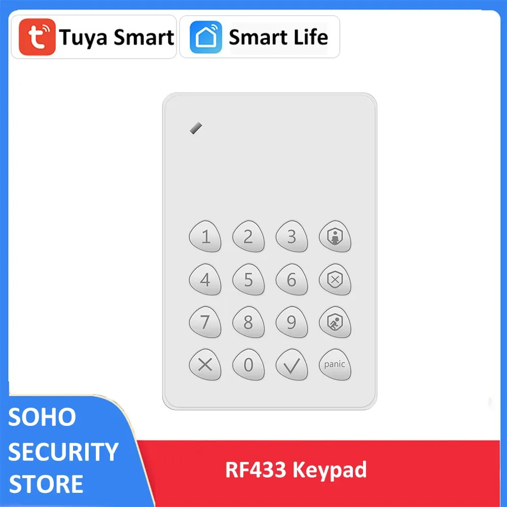 Moduler TUYA SMART RF433 Alarmavväpning Knappsats Kompatibel med WiFi Home Security Alarm System Hub behövs