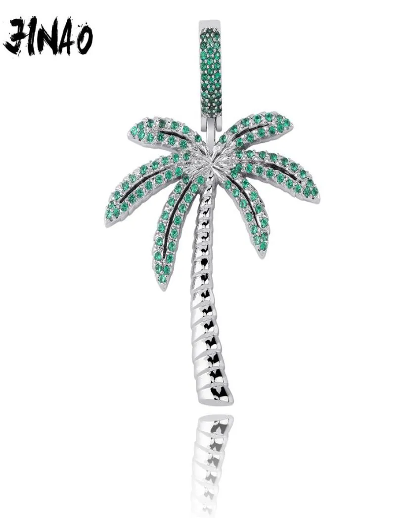 Jinao Fashion Iced Out Palm Tree Cubic Zirkon hanger ketting Gold zilveren kleur vergulde hiphop sieraden voor mannen vrouwen geschenk 2010134799553