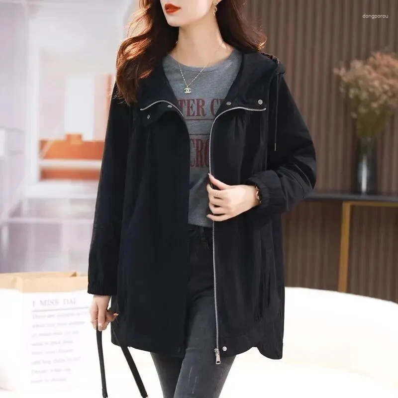 Women's Trench Coats Outerwear 2024 Spring And Autumn Loose Slimming Fashion Versatile Middle Aged Mom Western Style Casual Jacket