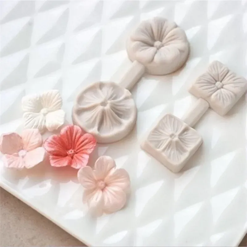 Molds 3d vijf bloemblaadjes bloem siliconen mal fondant cake decoreren gereedschap chocolade confeitaria bakvormen keuken accessoires