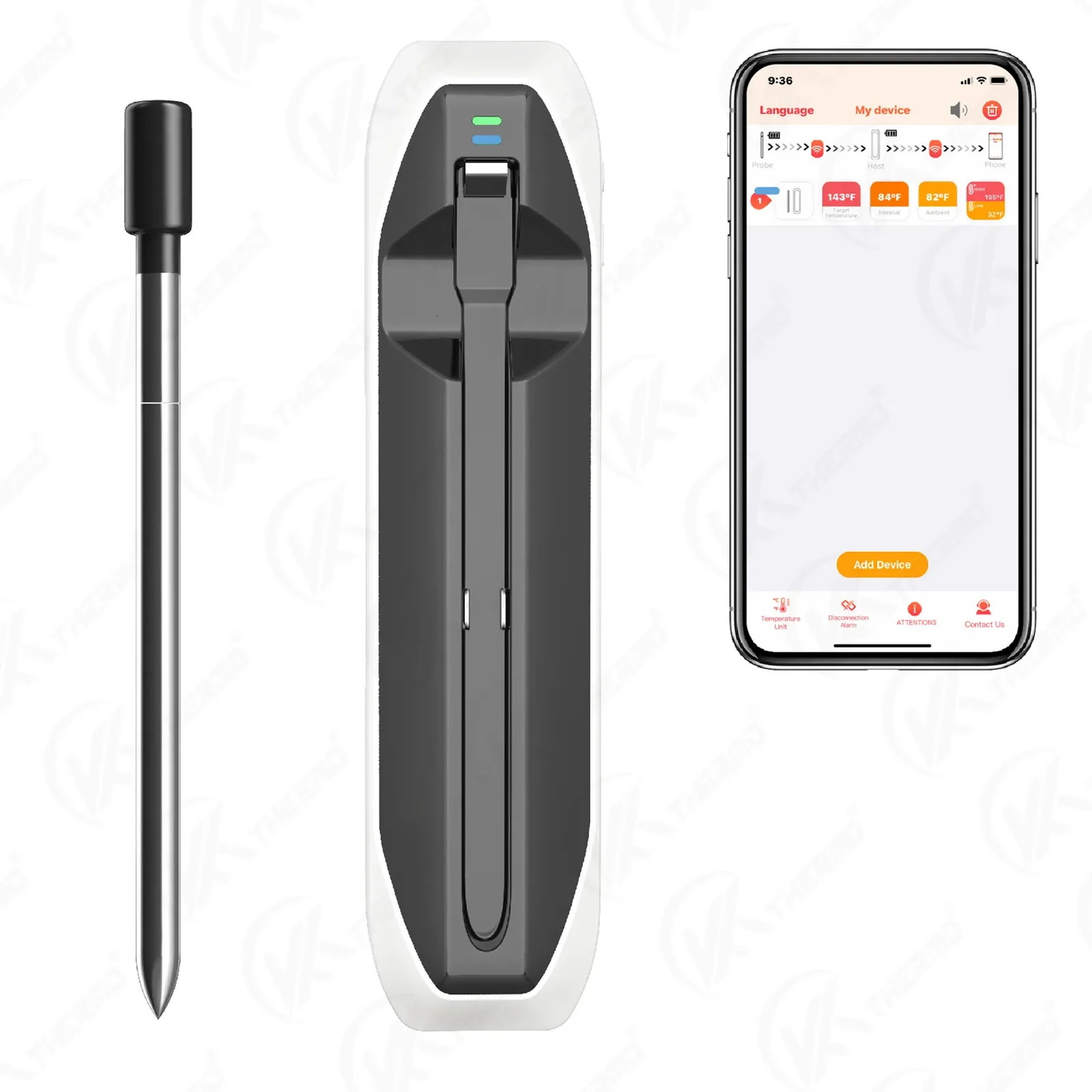 Wireless Fleisch Futterthermometer für Ofengrill Küche BBQ Bluetooth Barbecue Raucher Kochfutter Thermometer Geschenke 240415