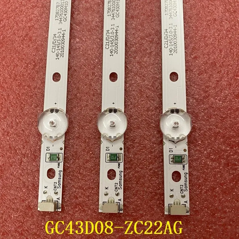 Аксессуары 3PCS/SET светодиодная подсветка для Samsung UE43J5202 UE43J5272 GC43D08ZC22AG13 14 15 17 23 HV430FHDNLA 303GC430044 303GC430043