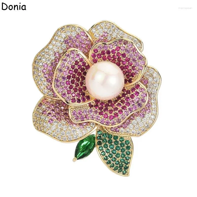 Broches Donia bijoux mode cuivre micro incrustation zircon rose broche nes à veste de veste