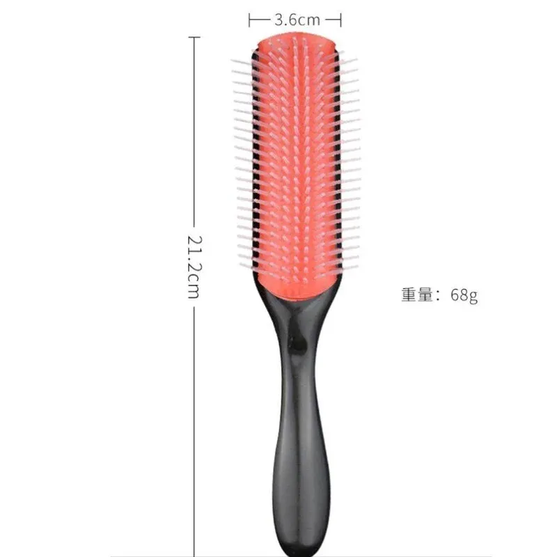 Peigne de cheveux 9 rangées démêlant les cheveux brosses de cheveux classiques de rat de rat peigne de cheveux coiffure raide curly humide cheveux du cuir chevelu massage brosse