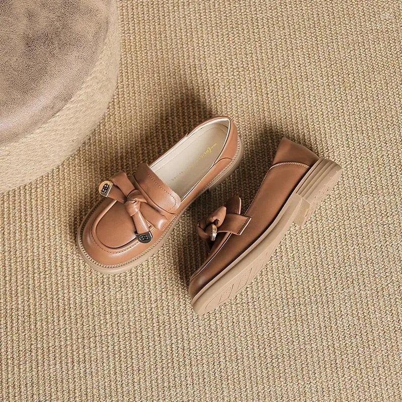 Women s Leather Bowknot Loafers Premium Comfort for Casual Wear