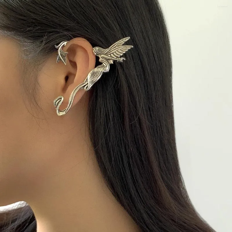 Studörhängen gotisk drake kvinnor kristall punk öron krok wrap clip-on örhänge överdriven ingen allergisk ängel