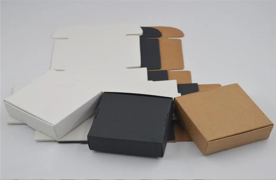 Katlanabilir küçük kraft kağıt kutu kahverengi karton el yapımı sabun beyaz zanaat hediyesi siyah ambalaj takı mini el sanatları kutuları paketleme pa8185821