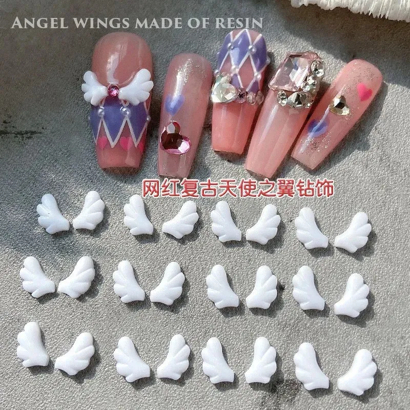 200pcs Resina Angel Wing Jewelry Press On Unhe