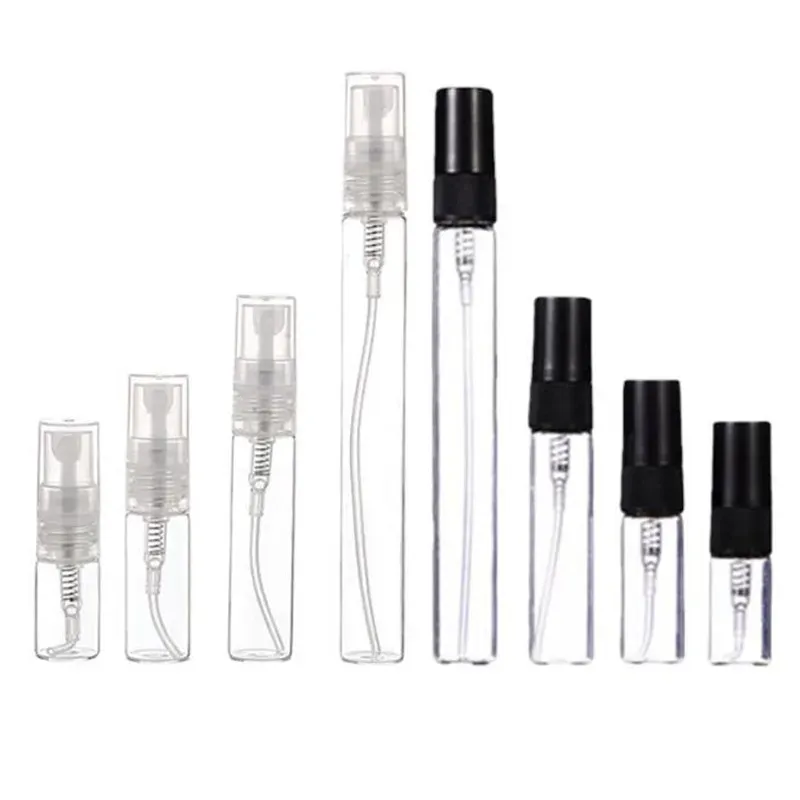 Garrafas por atacado 50pcs 2ml 3ml 5ml 10ml Blineca de vidro portátil preto garrafa de perfume vazio Cosméticos de cosméticos amostras de frascos de vidro fino de vidro